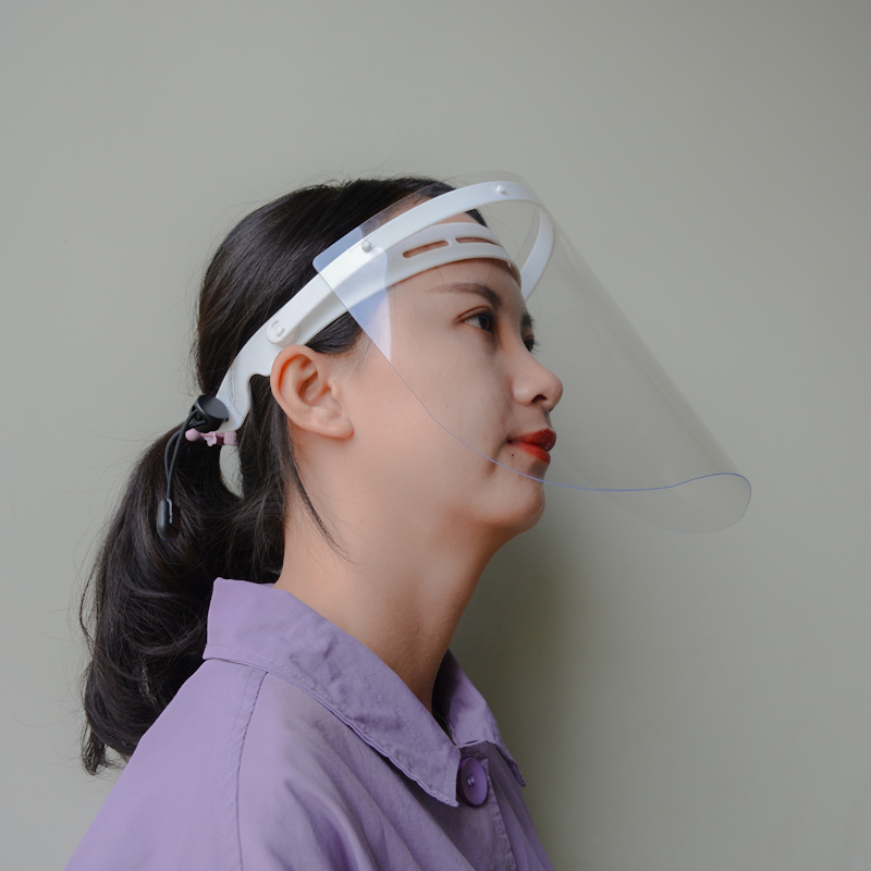 Cen en máscara de protección contra salpicaduras líquidas cara transparente al aire libre máscara de plástico rígido PET